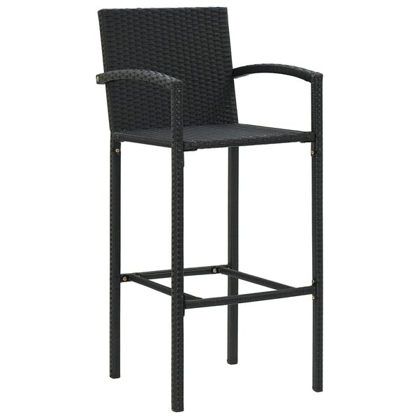 vidaXL Ensemble de bar de jardin 7 pcs noir bois massif acacia rotin