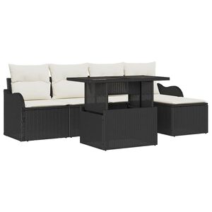 vidaXL Ensemble de si&egrave;ges d'ext&eacute;rieur 6 pc Noir Poly rotin