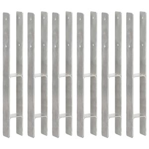 vidaXL Piquets de cl&ocirc;ture 6 pcs Argent&eacute; 7x6x60 cm Acier galvanis&eacute;