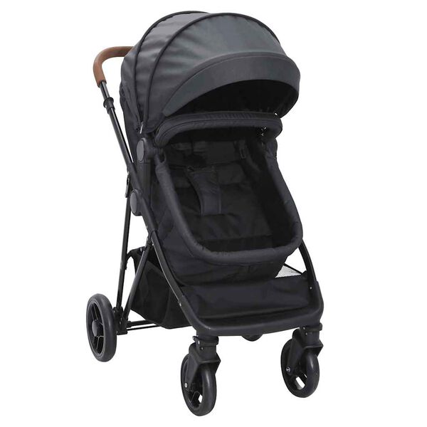 vidaXL Poussette pour bébé 2-en-1 Anthracite et noir Acier