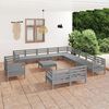 vidaXL Salon de jardin 14 pcs Bois de pin massif Gris