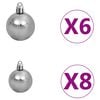 vidaXL Set de boules de Noël avec pic et 150 LED 60 pcs Blanc et gris