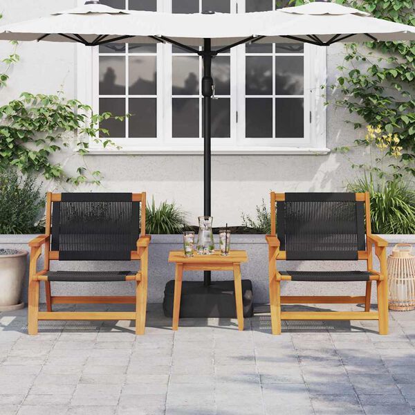 vidaXL Chaises de jardin avec table 3 pcs Noir Bois d'Acacia Massif