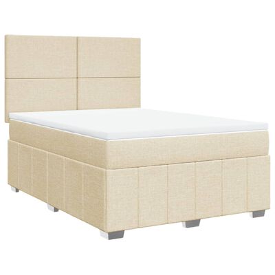 vidaXL Sommier à lattes de lit avec matelas Crème 160x200 cm Tissu