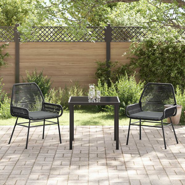 vidaXL Ensemble de salle &agrave; manger pour jardin 3 pcs Noir polyrotin