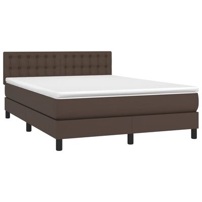 vidaXL Sommier à lattes de lit avec matelas et LED Marron 140x200cm