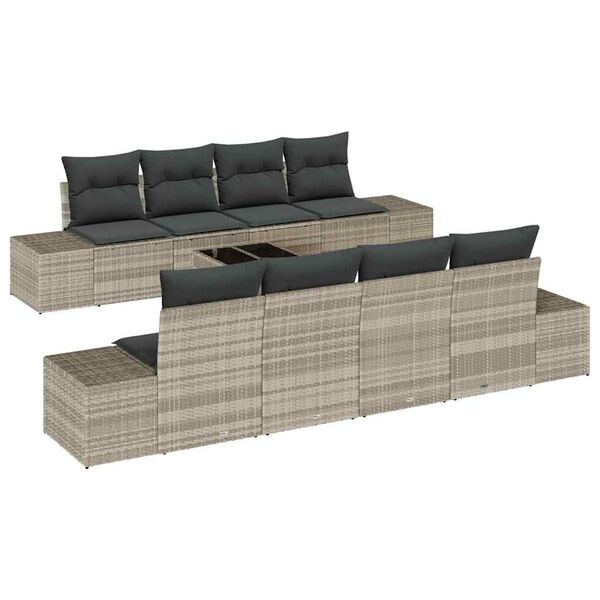 vidaXL Ensemble de canap&eacute; de jardin 8 pcs Gris clair et gris fonc&eacute;