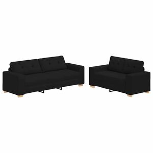 vidaXL Ensemble de canap&eacute; 2 pcs avec coussins en tissu noir