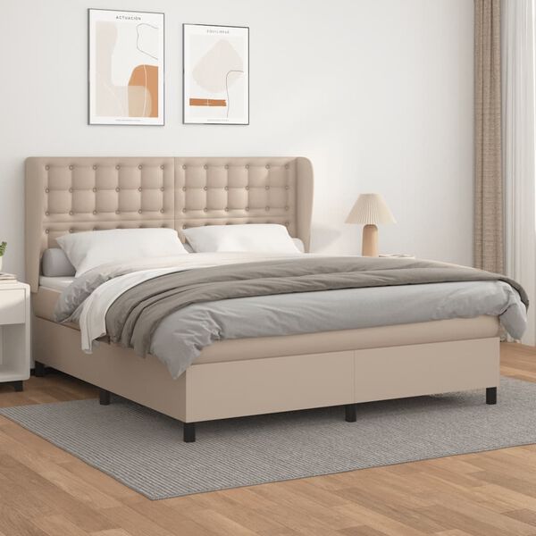 vidaXL Sommier &agrave; lattes de lit avec matelas Cappuccino 180x200 cm