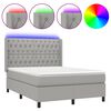 vidaXL Sommier &agrave; lattes de lit matelas LED Gris clair 140x190 cm Tissu