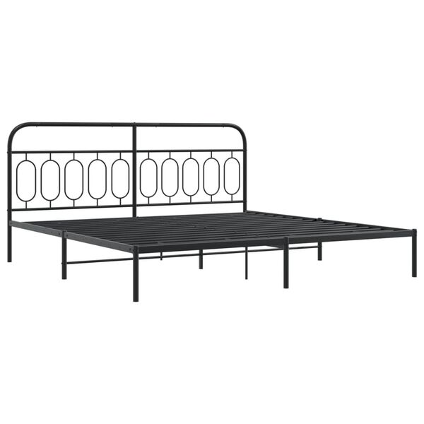 vidaXL Cadre de lit m&eacute;tal sans matelas avec t&ecirc;te de lit noir 200x200cm