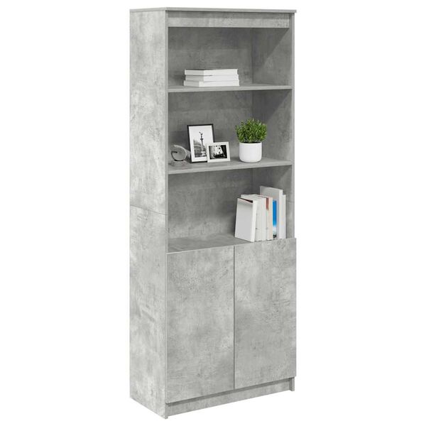 vidaXL Buffet haut gris b&eacute;ton 70x35x180 cm bois d'ing&eacute;nierie