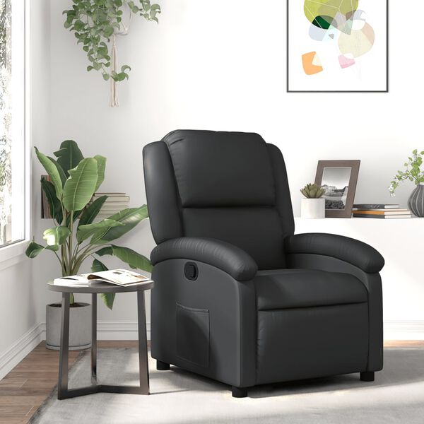 vidaXL Fauteuil inclinable noir cuir v&eacute;ritable
