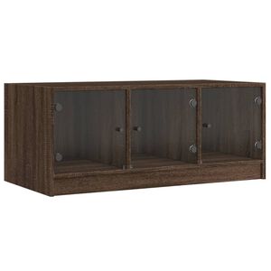 vidaXL Table basse avec portes en verre ch&ecirc;ne marron 102x50x42 cm