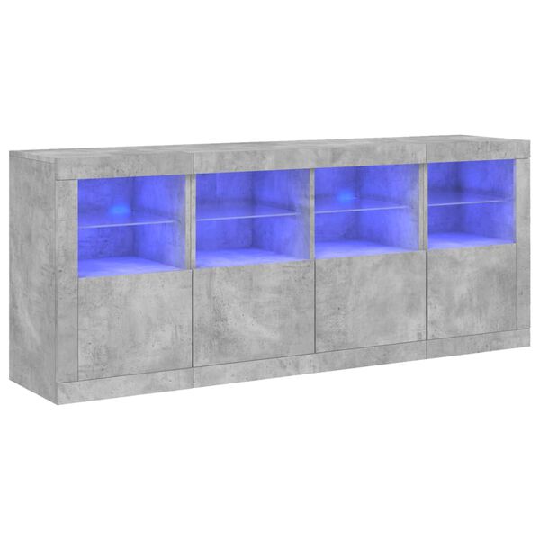 vidaXL Buffet avec lumières LED gris béton 163x37x67 cm