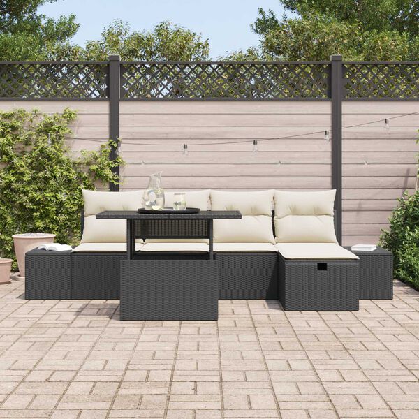 vidaXL Ensemble de canap&eacute; de jardin 6 pcs Noir polyrotin