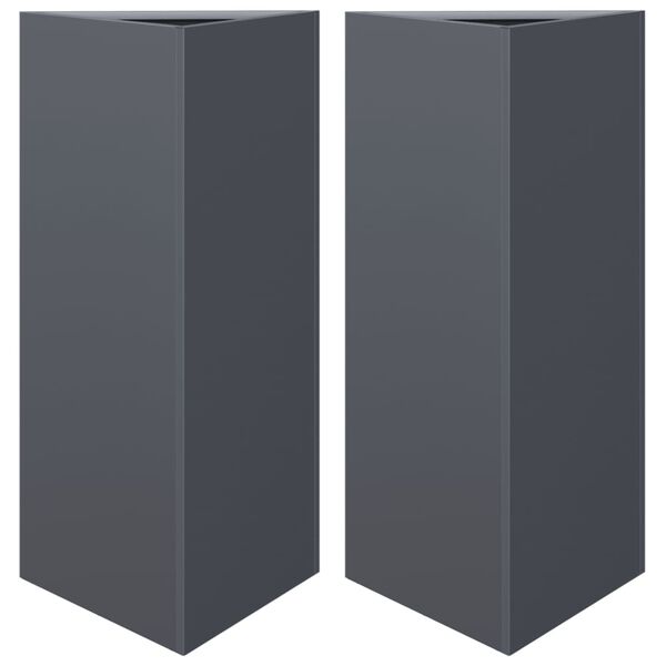 vidaXL Jardini&egrave;res 2 pcs anthracite triangulaire 40x34,5x70 cm acier