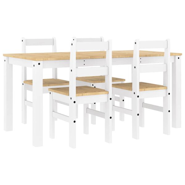 vidaXL Ensemble &agrave; manger Panama 5 pcs blanc bois de pin massif