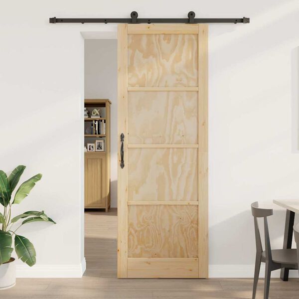 vidaXL Porte coulissante Naturel et Noir 83 x 232 cm Pin massif
