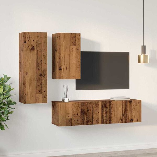 vidaXL Ensemble meuble TV 4 pcs Bois Ancien Bois d'ing&eacute;nierie