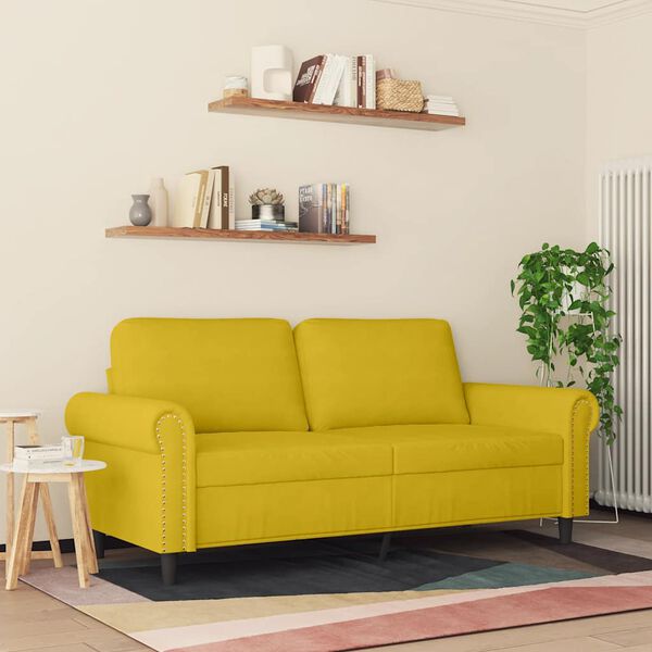 vidaXL Canap&eacute; &agrave; 2 places Jaune 140 cm Velours