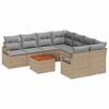 vidaXL Ensemble de canap&eacute; de jardin 9 pc Beige polyrotin