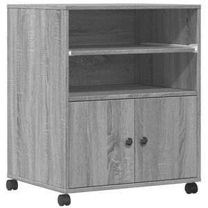 vidaXL Support d'imprimante avec roulettes sonoma gris 60x48x74 cm