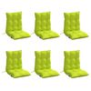 vidaXL Coussins de chaise &agrave; dossier bas lot de 6 vert vif