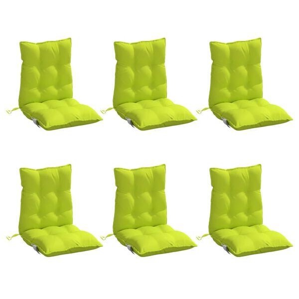 vidaXL Coussins de chaise &agrave; dossier bas lot de 6 vert vif