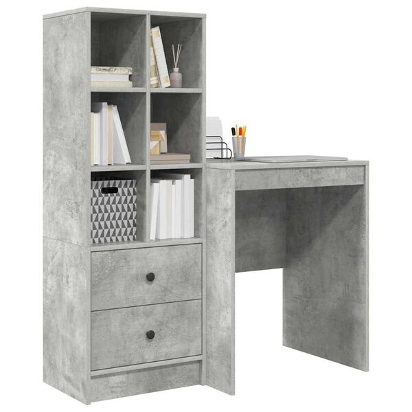 vidaXL Bureau avec tiroir 2 pcs Gris b&eacute;ton