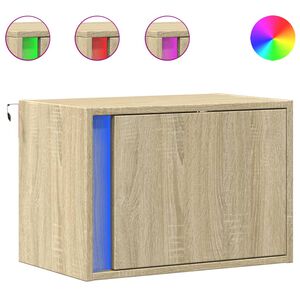 vidaXL Table de chevet murale avec lumi&egrave;res LED ch&ecirc;ne sonoma
