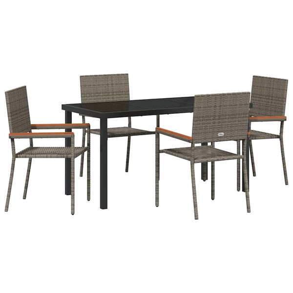 vidaXL Ensemble de salle &agrave; manger pour jardin 5 pcs Gris polyrotin