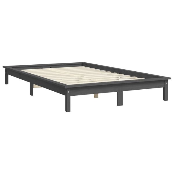 vidaXL Cadre de lit sans matelas gris 140x190 cm bois de pin massif