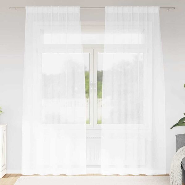 vidaXL Rideau en Voile 2 pcs Blanc 260 x 140 cm Polyester
