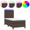 vidaXL Sommier &agrave; lattes de lit avec matelas et LED Marron 80x200 cm