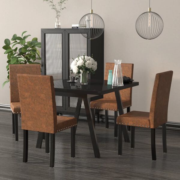 vidaXL Chaises &agrave; manger lot de 4 marron tissu