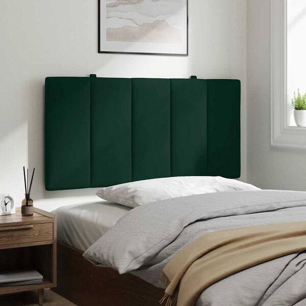vidaXL Coussin de t&ecirc;te de lit Hanko vert fonc&eacute; 100 cm velours