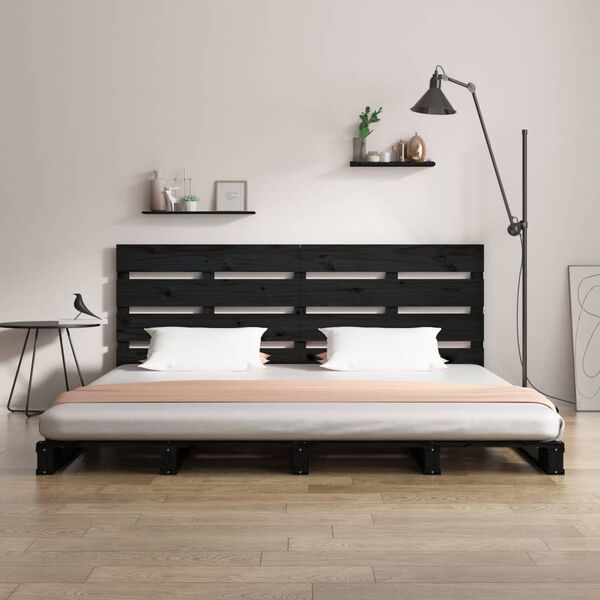 vidaXL Cadre de lit sans matelas noir 140x190 cm bois de pin massif