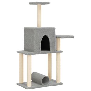 vidaXL Arbre &agrave; chat avec griffoirs en sisal gris clair 122 cm