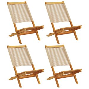 vidaXL Chaises pliantes 4 pi&egrave;ces Beige Bois massif Acacia