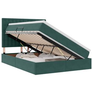 vidaXL Lit avec rangement et LED Vert fonc&eacute; 140 x 200 cm Velours