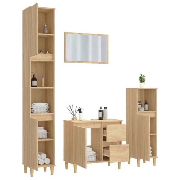 vidaXL Ensemble de meubles de salle de bain 4 pcs ch&ecirc;ne sonoma