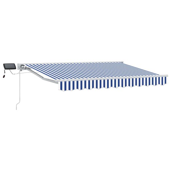 vidaXL Cadre de store manuel avec LEDs Bleu et Blanc 2,5 x 2 m