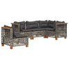 vidaXL Salon de jardin 5 pcs avec coussins gris r&eacute;sine tress&eacute;e