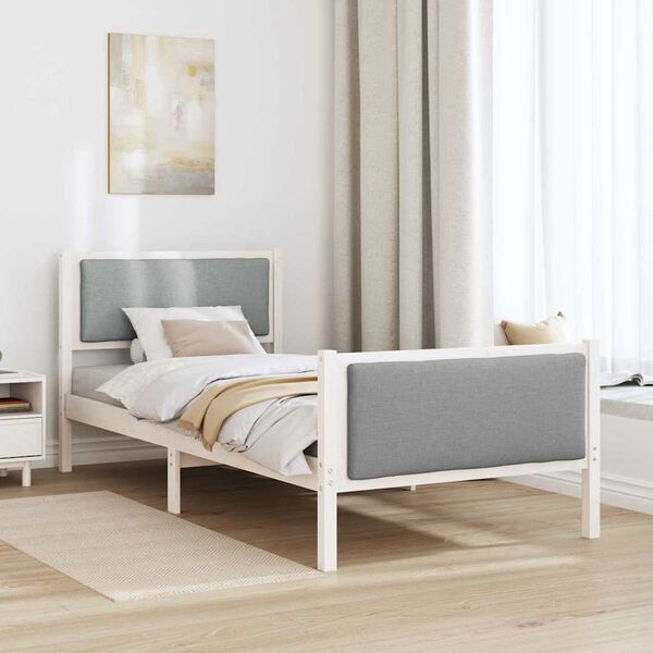 vidaXL Cadre de lit avec t&ecirc;te de lit Gris clair 100 x 200 cm tissu