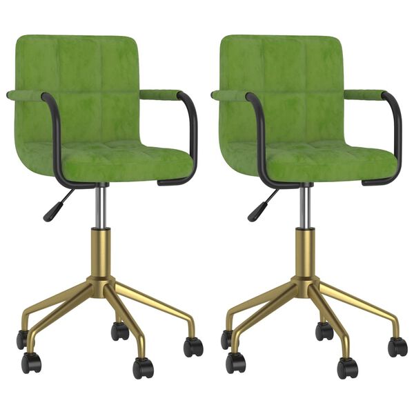 vidaXL Chaises pivotantes &agrave; manger lot de 2 vert clair velours