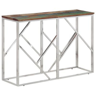 vidaXL Table console argenté acier inoxydable/bois massif récupération