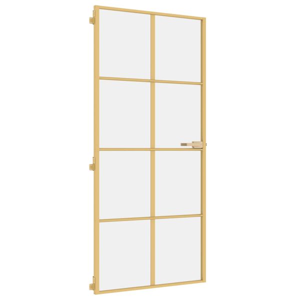vidaXL Porte int&eacute;rieure mince dor&eacute; 93x201,5 cm verre tremp&eacute; aluminium