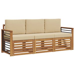 vidaXL Ensembles de canap&eacute;s 3 pc Naturel et Beige Bois d'Acacia Massif