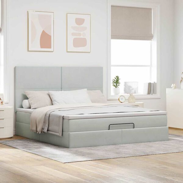 VidaXL Cadre de lit ottoman et matelas gris clair 160x200cm velours